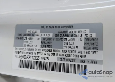 2024 Mazda Cx-90 Phev Premium Plus из США, поврежденный, VIN JM3KKEHA7R1123225